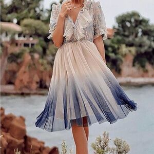 Elegant Ombre Pleated Dress